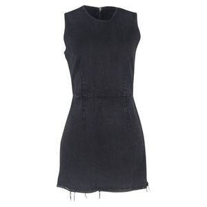 Alexander Wang Raw Hem Mini Denim Dress in Black Cotton